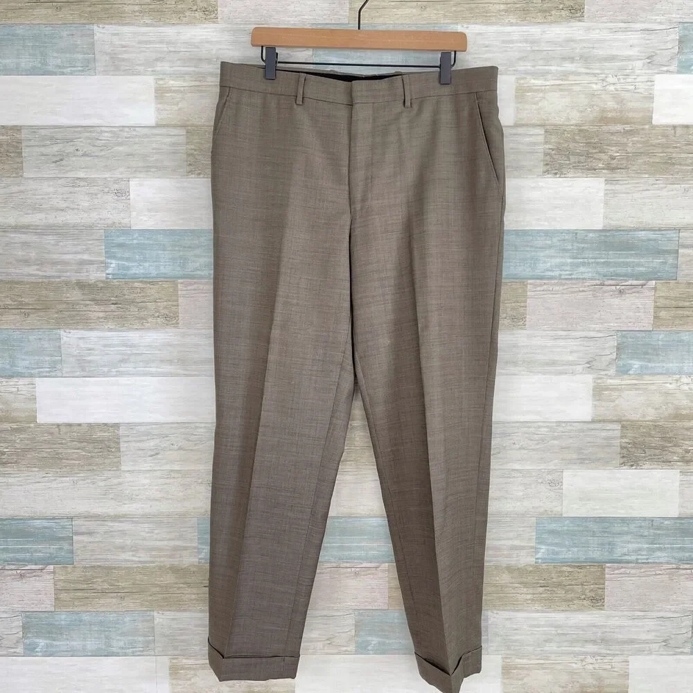 Jos A Bank Travelers Wool Metropolitan Suit Taupe Brown Slim Fit Mens 41R 36x30